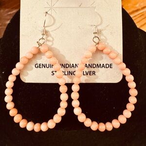 NWT Navajo Pink. Conch Shell Bead Hoop Earrings
